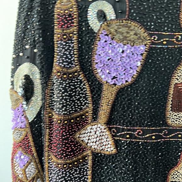 Vtg 80s 90s 🍷 WINE party sequin jacket M perfect for girls night wine tasting - Picture 7 of 11